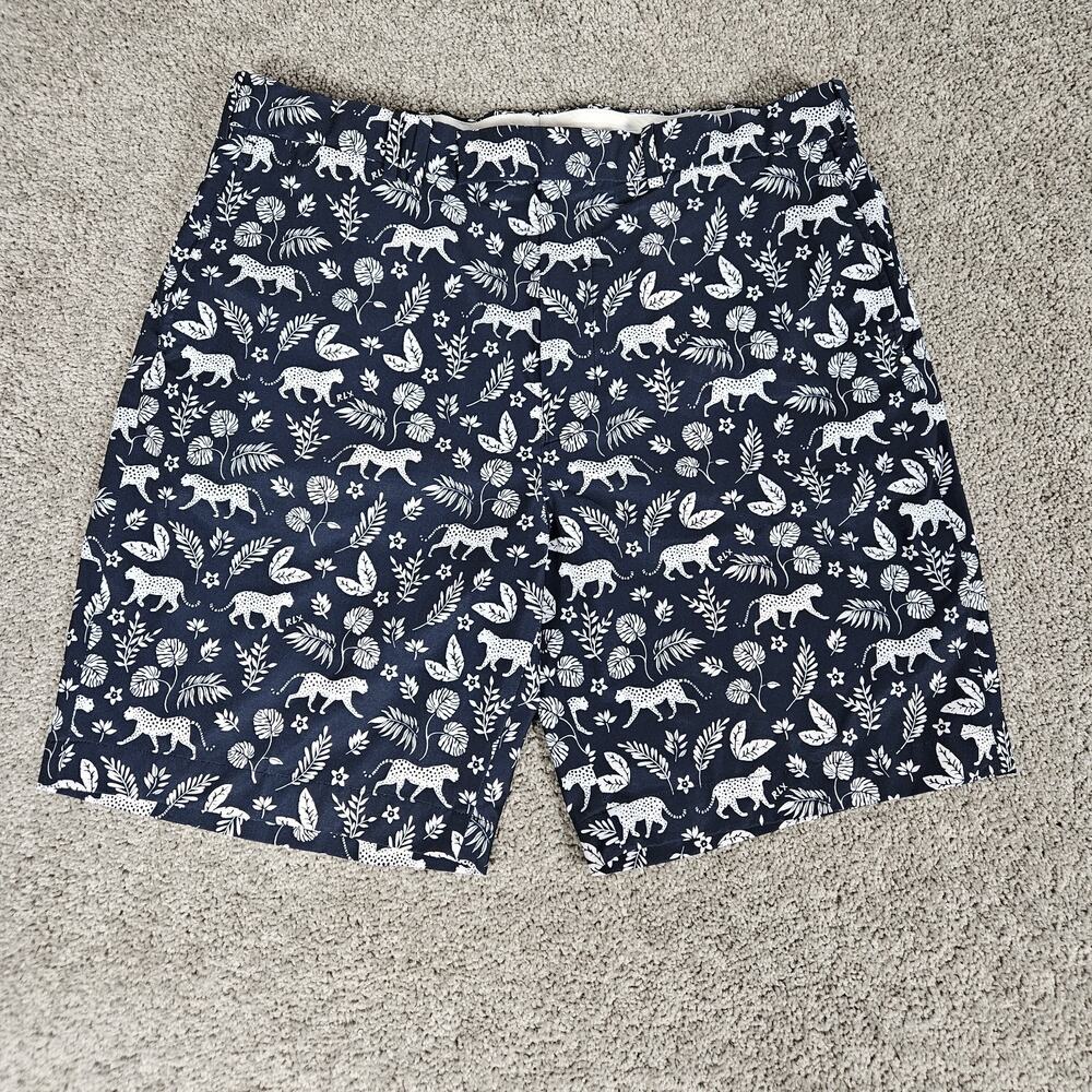 Ralph Lauren RLX Shorts Mens 38 Blue Jaguar Palm AOP Golf 9" Stretch